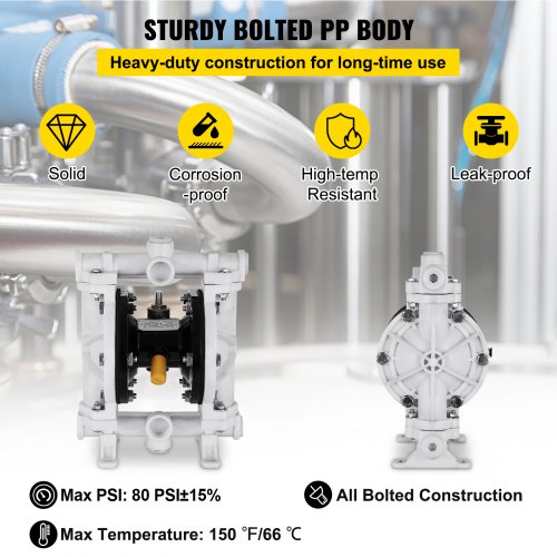 AirOperated Double Diaphragm Pump With PTFE Diaphragm Handles Petroleum Diesel  Oil 12 Ports 13 GPM 3