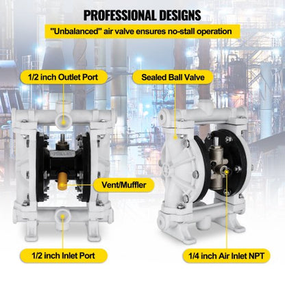 AirOperated Double Diaphragm Pump With PTFE Diaphragm Handles Petroleum Diesel  Oil 12 Ports 13 GPM 5