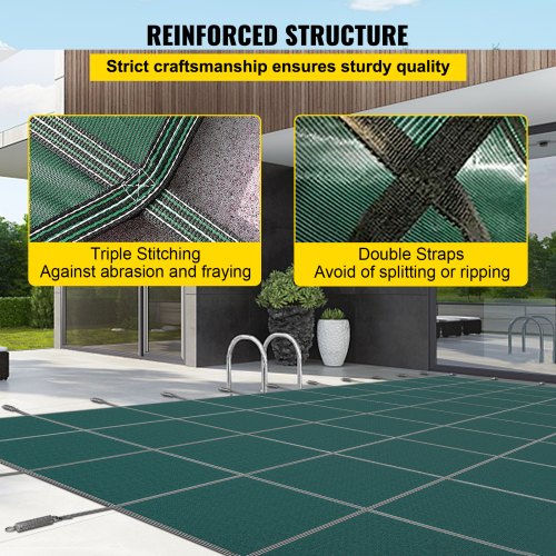 16 X 28 Rectangle Inground Safety Pool Cover Green Mesh Solid Winter Cover For Swimming Pool Protec 3