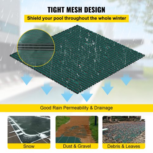 16 X 28 Rectangle Inground Safety Pool Cover Green Mesh Solid Winter Cover For Swimming Pool Protec 5