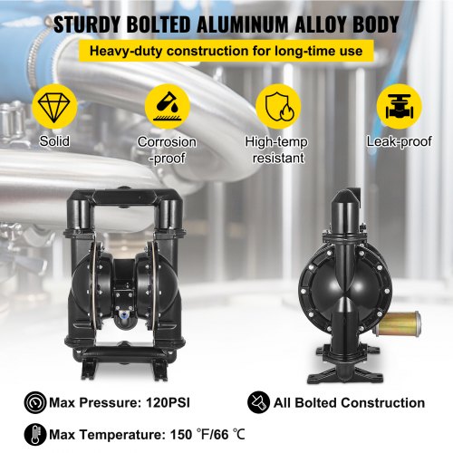 AirOperated Double Diaphragm Pump Nitrile Diaphragm For Oil Diesel  Petroleum Transfer  120 PSI 3