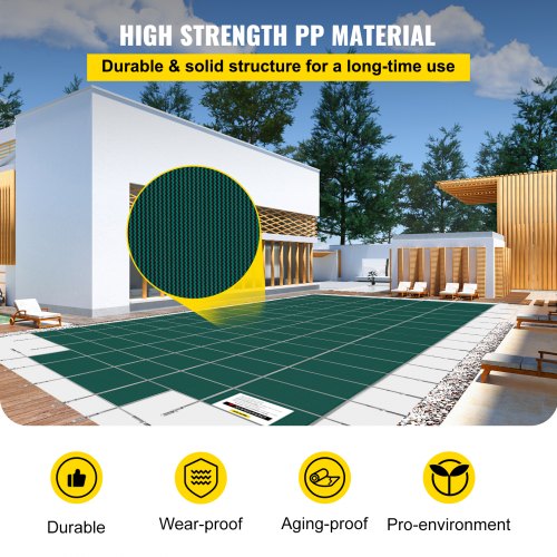 16x32ft Swimming Pool Safety Cover With 4x8ft Center End Steps Solid Winter Protection For Inground 3