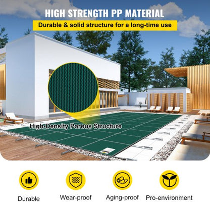 16x32 Ft Pool Safety Cover HeavyDuty Green Mesh Winter Cover For InGround Pools 3