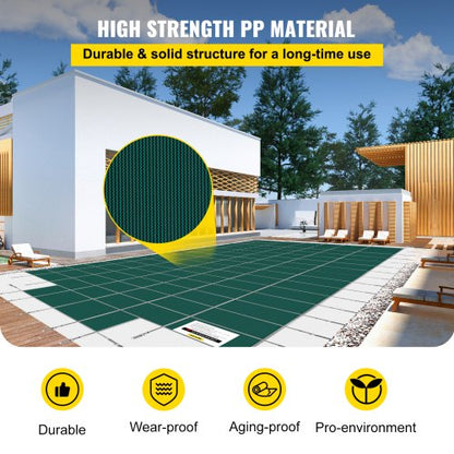 18x36 FT Safety Pool Cover Green Mesh HeavyDuty Winter Cover For Inground Swimming Pools With Cente 2
