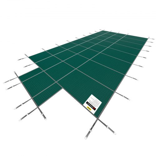 18x36 FT Safety Pool Cover Green Mesh, Heavy-Duty Winter Cover for Inground Swimming Pools with Center End Steps