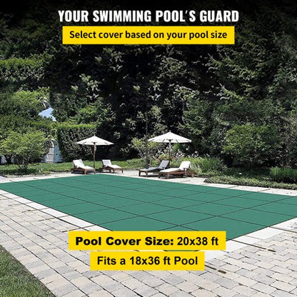 Durable Green Mesh Rectangle Inground Safety Pool Cover HeavyDuty Winter Safety Cover For Swimming  1