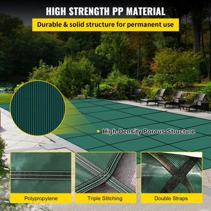 Durable Green Mesh Rectangle Inground Safety Pool Cover HeavyDuty Winter Safety Cover For Swimming  2