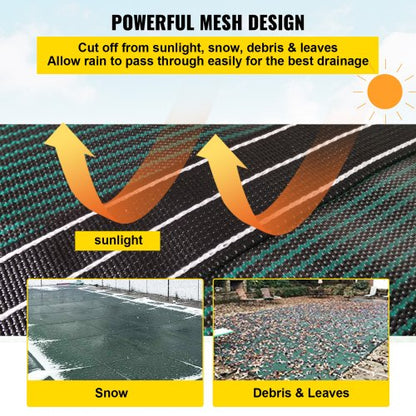 Durable Green Mesh Rectangle Inground Safety Pool Cover HeavyDuty Winter Safety Cover For Swimming  5