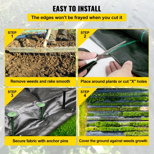 Heavy Duty Woven Weed Barrier Fabric, Geotextile Fabric Underlayment, High Permeability Landscape Cloth