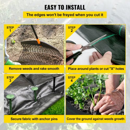 Heavy Duty Woven Weed Barrier Fabric, High Permeability Polyethylene Ground Cover & Geotextile Fabric