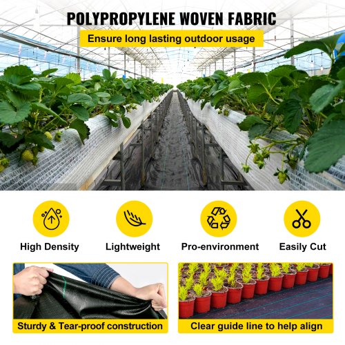 Premium Weed Barrier Fabric Heavy Duty, Woven Landscape Ground Cover, High Permeability Geotextile Fabric