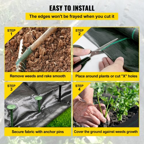 Premium Weed Barrier Fabric Heavy Duty, Woven Landscape Ground Cover, High Permeability Geotextile Fabric