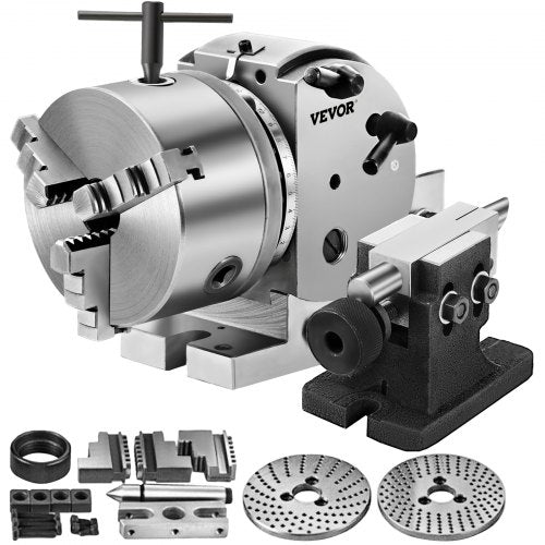 Precision BS-0 Dividing Head for Milling Machine, Jaw Chuck Rotary Table Set with Tailstock, Semi Universal Design