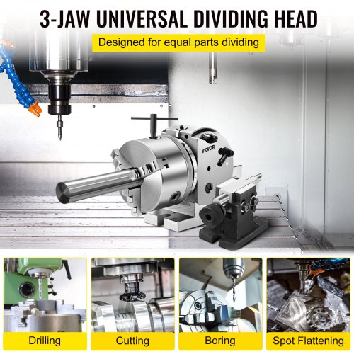 Precision BS0 Dividing Head For Milling Machine Jaw Chuck Rotary Table Set With Tailstock Semi Univ 1