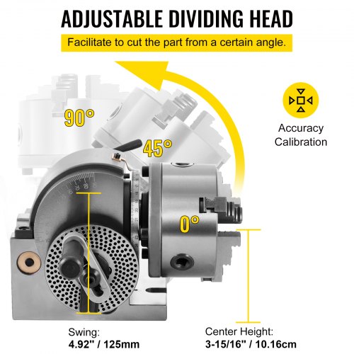 Precision BS0 Dividing Head For Milling Machine Jaw Chuck Rotary Table Set With Tailstock Semi Univ 3