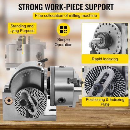 Precision BS0 Dividing Head For Milling Machine Jaw Chuck Rotary Table Set With Tailstock Semi Univ 5