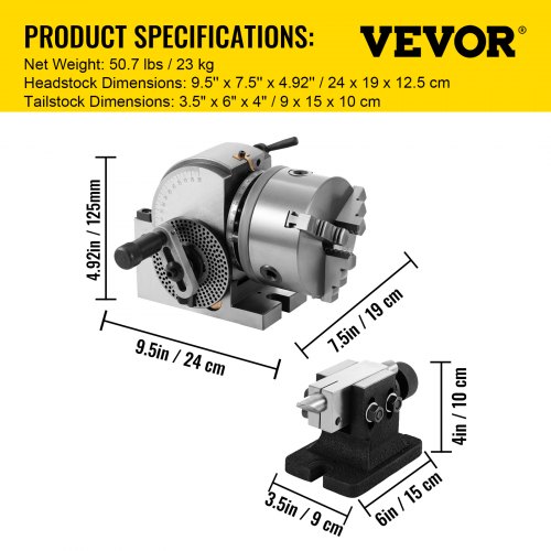 Precision BS0 Dividing Head For Milling Machine Jaw Chuck Rotary Table Set With Tailstock Semi Univ 7