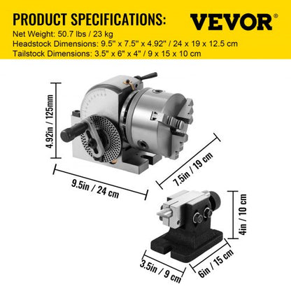 Precision BS0 Dividing Head For Milling Machine Jaw Chuck Rotary Table Set With Tailstock Semi Univ 7