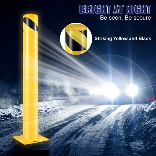 Safety Barrier Bollard 36" Height, Heavy-Duty Yellow Steel Pipe with Anchor Bolts for Pedestrian, Warehouse