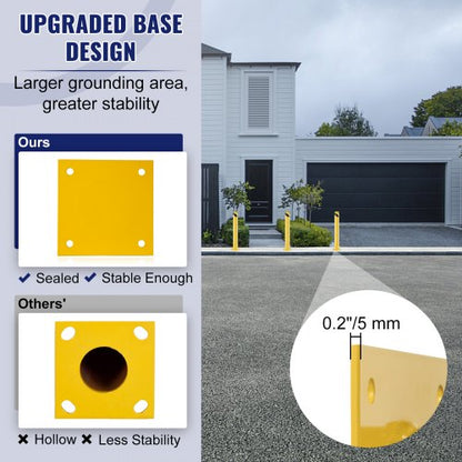 Safety Barrier Bollard 36" Height, Heavy-Duty Yellow Steel Pipe with Anchor Bolts for Pedestrian, Warehouse