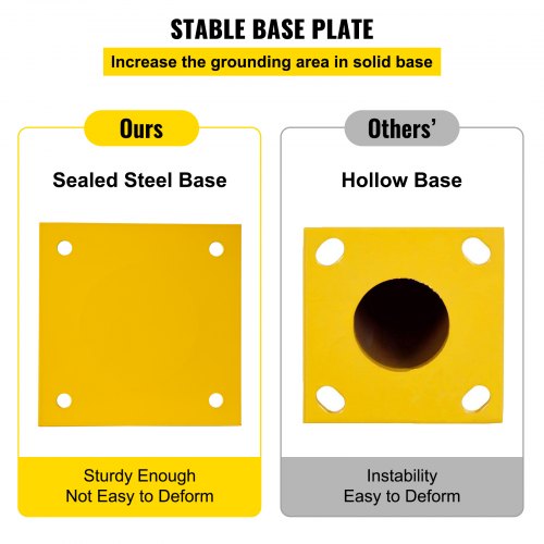 Steel Safety Bollard, Yellow Powder-Coated Pipe Barrier with Anchor Bolts, Ideal Safety Barrier Bollard for Parking