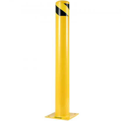 Heavy-Duty Steel Safety Bollard, Yellow Powder Coat Pipe Safety Barrier with Anchor Bolts, Ideal for High-Traffic Zones
