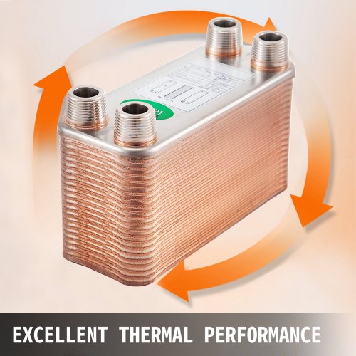 40 Plates Brazed Plate Heat Exchanger, 316L Stainless Steel, 3/4" MPT Ports, B3-12A for Beer Wort Chiller