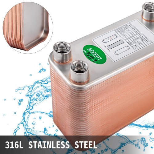 60 Plates Brazed Plate Heat Exchanger 316L Stainless Steel 12 BSP FPT Ports  EATB12 For Beer Wort C 4