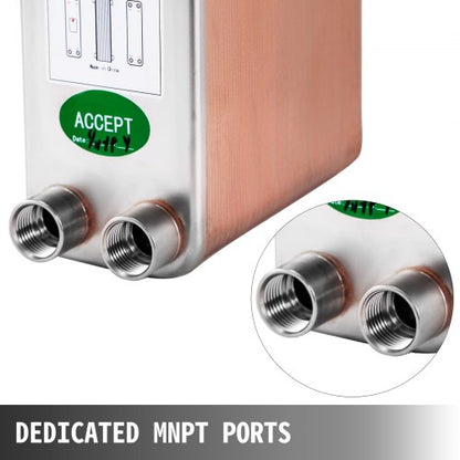 60 Plates Brazed Plate Heat Exchanger 316L Stainless Steel 12 BSP FPT Ports  EATB12 For Beer Wort C 5