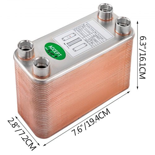 60 Plates Brazed Plate Heat Exchanger 316L Stainless Steel 12 BSP FPT Ports  EATB12 For Beer Wort C 8