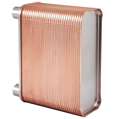 60 Plates Brazed Plate Heat Exchanger, 316L Stainless Steel, 1/2" BSP FPT Ports – EATB12 for Beer Wort Chiller