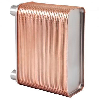 60 Plates Brazed Plate Heat Exchanger, 316L Stainless Steel, 1/2" BSP FPT Ports – EATB12 for Beer Wort Chiller