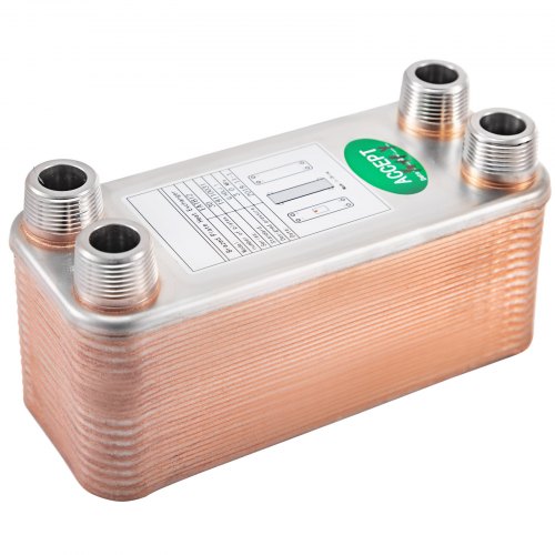 B12-30 Brazed Plate Heat Exchanger, 30 Plates, 316L Stainless Steel, 3/4" MPT Ports for Efficient Hydronic