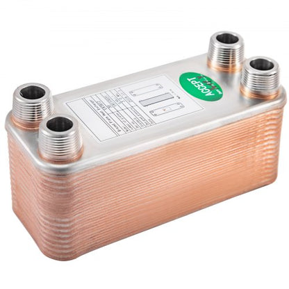 B12-30 Brazed Plate Heat Exchanger, 30 Plates, 316L Stainless Steel, 3/4" MPT Ports for Efficient Hydronic