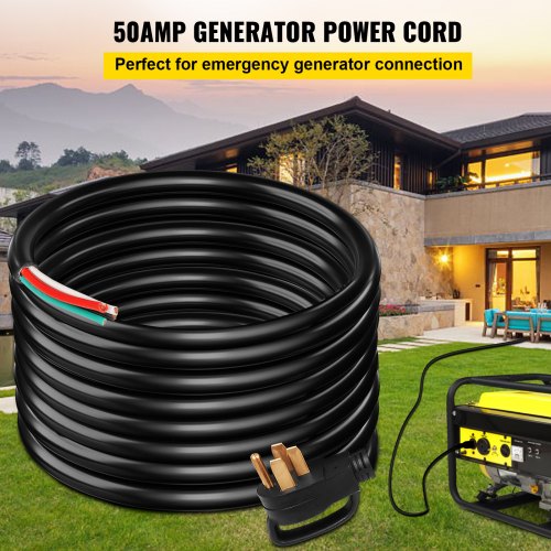 50A Generator Power Cord 50FT HeavyDuty Extension Cord N1450P To Bare Wire Cut Wire Cord For RV Mot 3