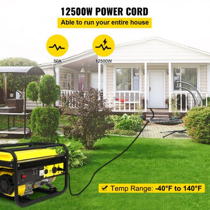 50A Generator Power Cord 50FT HeavyDuty Extension Cord N1450P To Bare Wire Cut Wire Cord For RV Mot 4