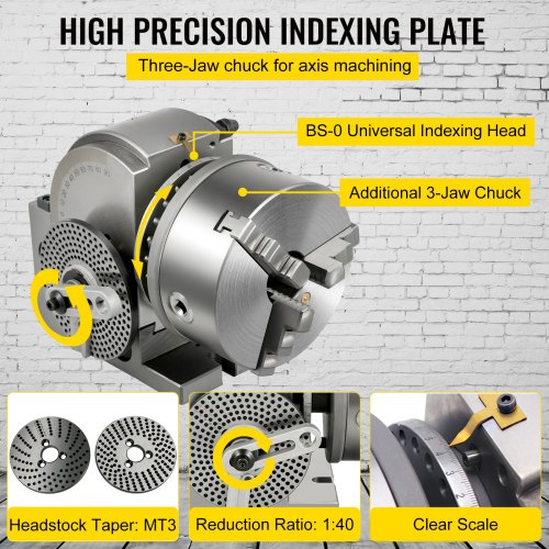 BS1 SemiUniversal Dividing Head With 6 3Jaw Chuck Precision Milling Set For Grinding  Drilling Mach 5