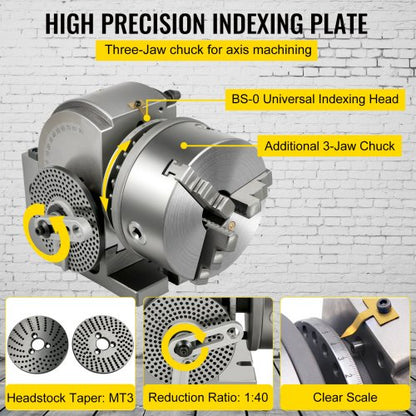 BS1 SemiUniversal Dividing Head With 6 3Jaw Chuck Precision Milling Set For Grinding  Drilling Mach 5