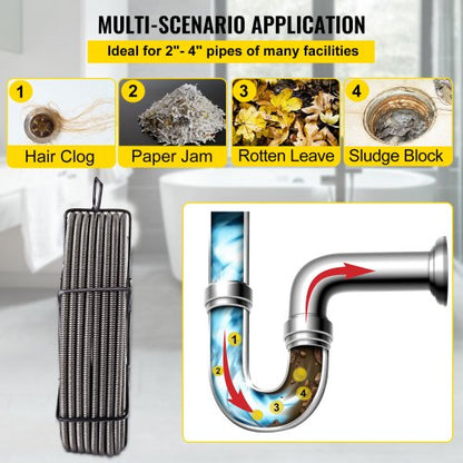 50ft X 12 Drain Cleaning Cable Premium Sewer Drain Auger Snake Pipe With 4 Cutters For Tough Clogs 2