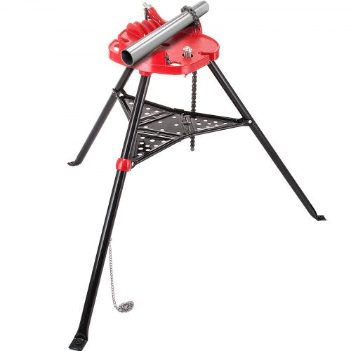 Portable 6 Tripod Pipe Chain Vise Stand Steel Legs Rubber Mounts  Large Base For Stability 1