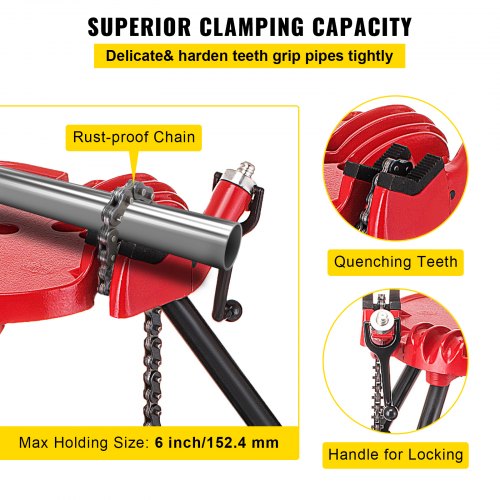 Portable 6 Tripod Pipe Chain Vise Stand Steel Legs Rubber Mounts  Large Base For Stability 3