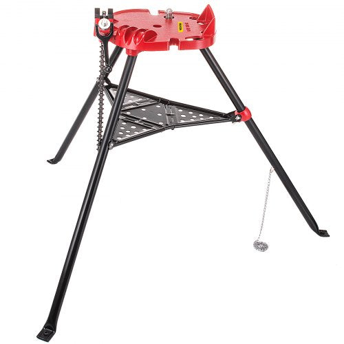 Portable 6 Tripod Pipe Chain Vise Stand Steel Legs Rubber Mounts  Large Base For Stability 9