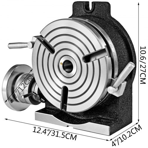 8" Rotary Table for Milling Machine, MT-3 Rotary Table with 360-Degree Precision for Horizontal & Vertical Milling