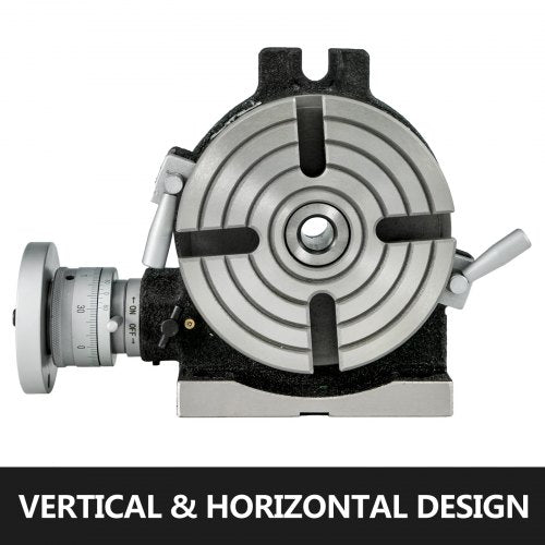 6 Inch Rotary Table for Milling Machine, 4-Slot Horizontal & Vertical Dividing Plates with High Precision