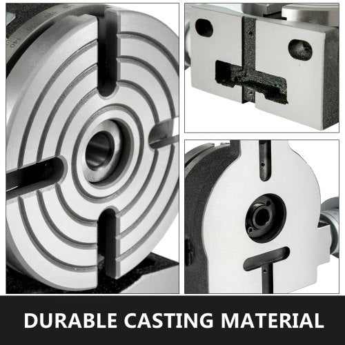 6 Inch Rotary Table for Milling Machine, 4-Slot Horizontal & Vertical Dividing Plates with High Precision