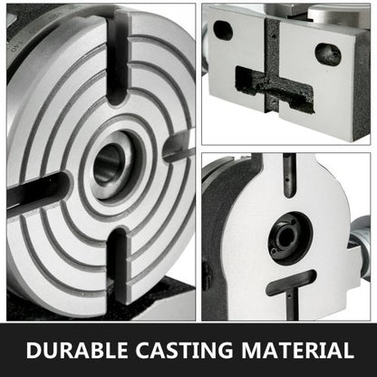 6 Inch Rotary Table for Milling Machine, 4-Slot Horizontal & Vertical Dividing Plates with High Precision