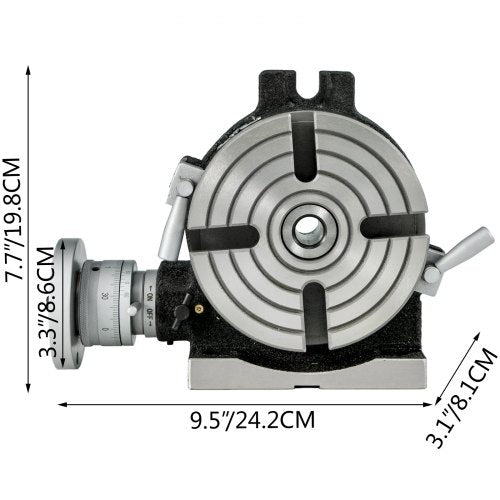 6 Inch Rotary Table for Milling Machine, 4-Slot Horizontal & Vertical Dividing Plates with High Precision