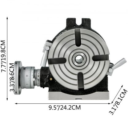 6 Inch Rotary Table for Milling Machine, 4-Slot Horizontal & Vertical Dividing Plates with High Precision