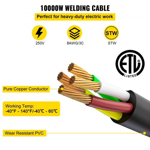 25ft 40Amp Welder Extension Cord 8 Gauge 3Prong Power Cord With NEMA 650 Plug For MIG TIG Lincoln M 3