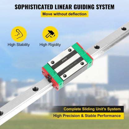 HSR151500mm Linear Rail Guide Set 2x 59 Guideway Rails With 4 Square Carriage Bearing Blocks For CN 4